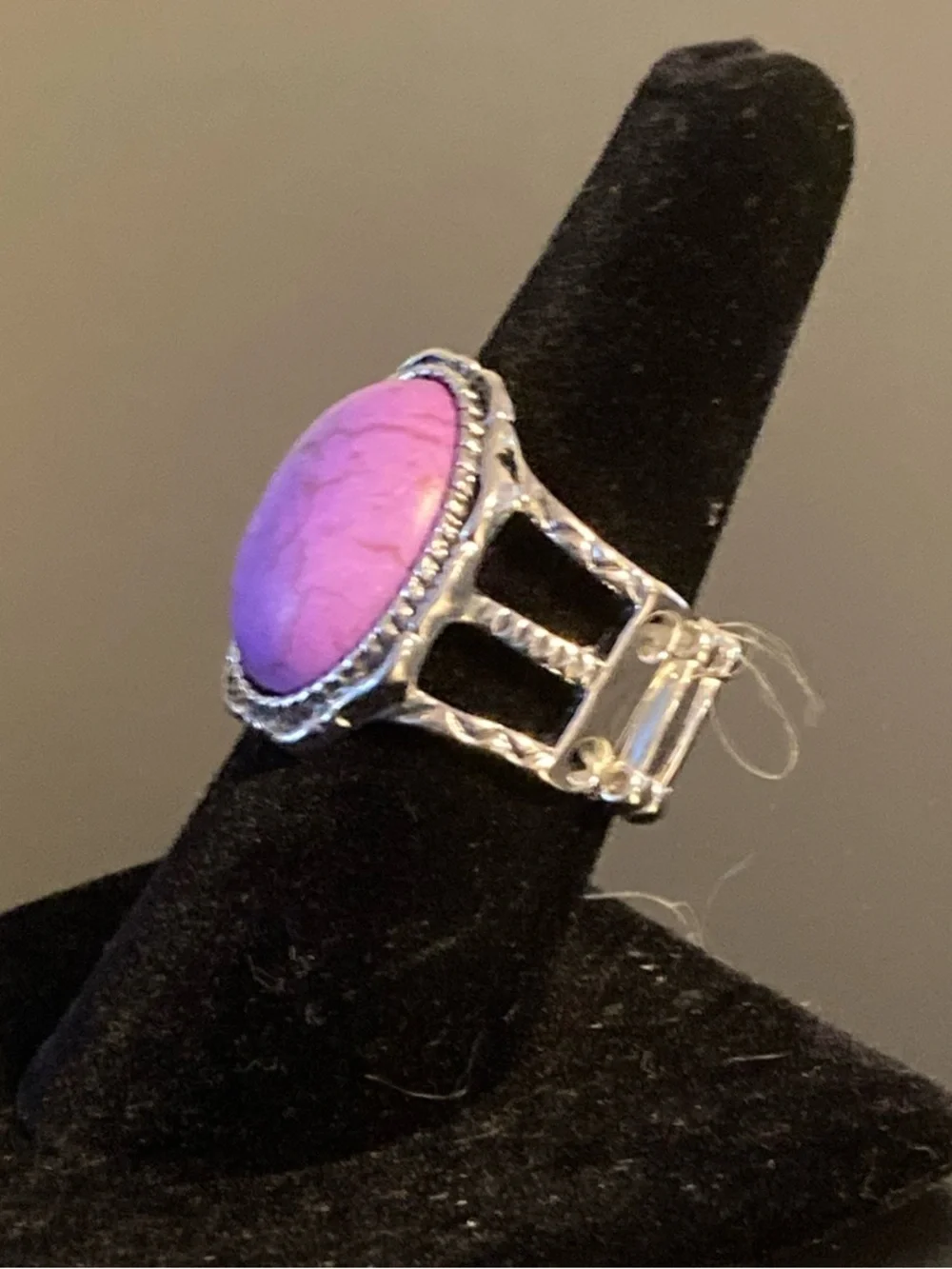 paparazzi Silver-Tone Ring with Pink Oval Stone